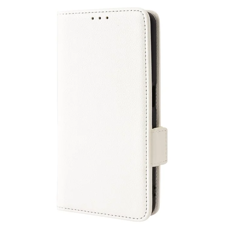 Étui de Téléphone en Cuir PU Pour Oppo A77 4G / A57 4G / A57e 4G / A57s 4G / A57 (CPH2387) (version de Taiwan), Couverture de Téléphone de Portefeuille du Support de Texture Litchi - Blanche