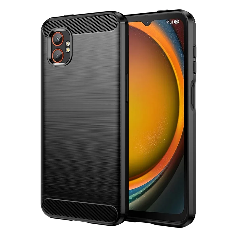 AMORUS For Samsung Galaxy XCover7 Pro Case Carbon Fiber Texture Brushed Protective Phone Cover - Black