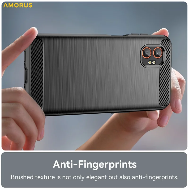 AMORUS For Samsung Galaxy XCover7 Pro Case Carbon Fiber Texture Brushed Protective Phone Cover - Black