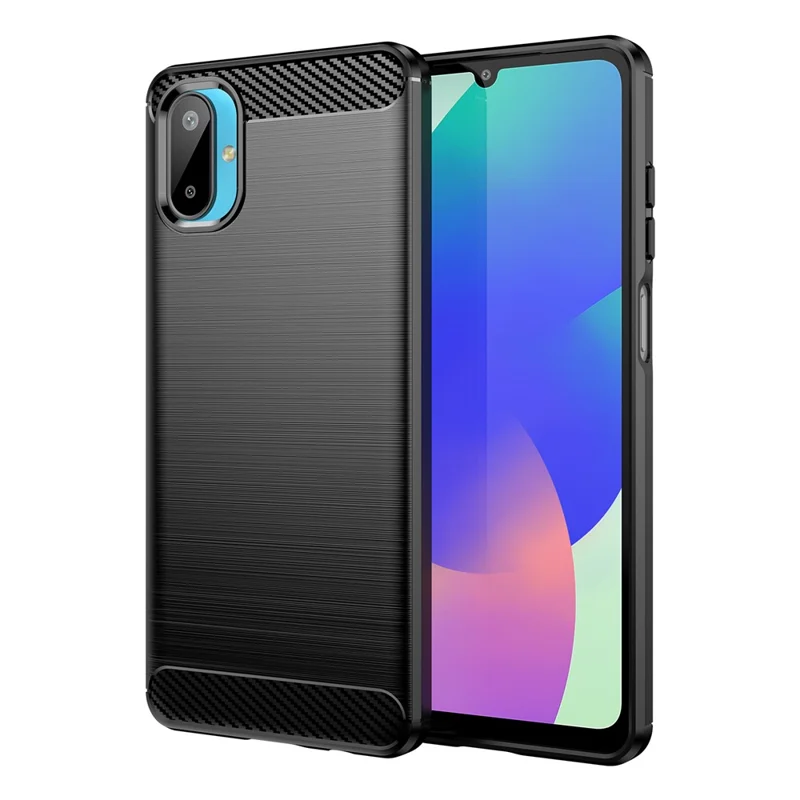 AMORUS For Samsung Galaxy M06 5G / F06 5G Case Carbon Fiber Texture Brushed Protective Phone Cover - Black