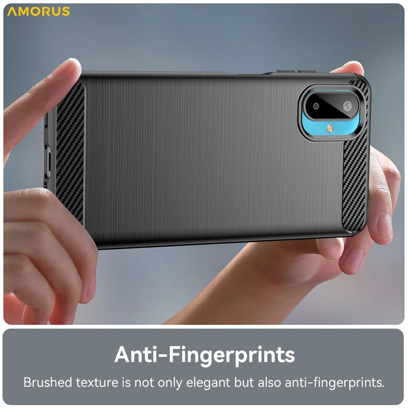 AMORUS For Samsung Galaxy M06 5G / F06 5G Case Carbon Fiber Texture Brushed Protective Phone Cover - Black