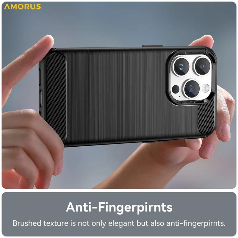 AMORUS For iPhone 14 Pro Max Case Carbon Fiber Texture Brushed Protective Phone Cover - Black
