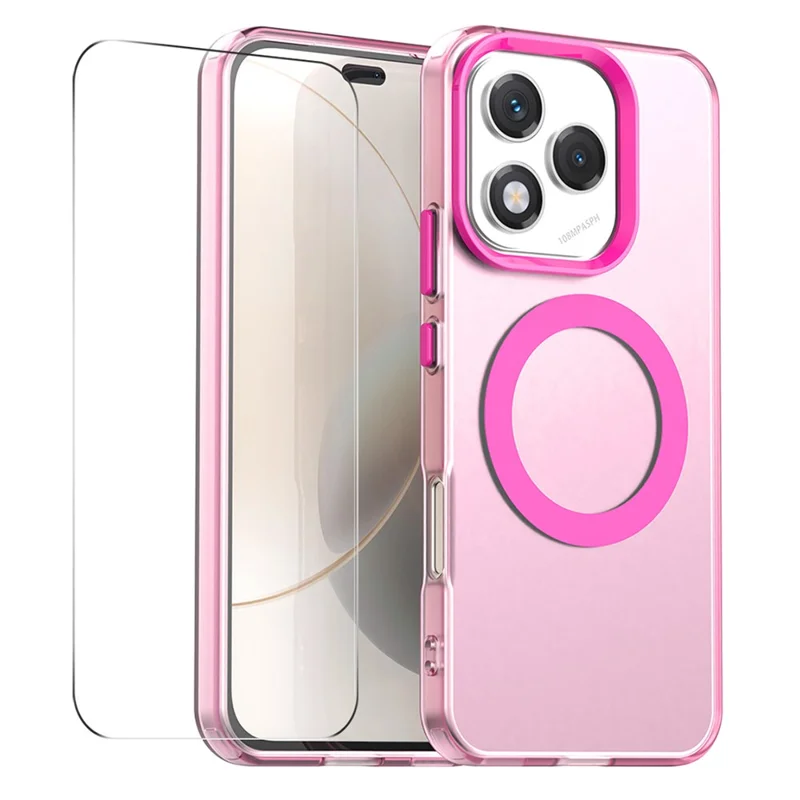ENKAY HAT PRINCE For Honor 400 Lite 5G Case with 9H Tempered Glass PC TPU Phone Cover Magnetic Case - Rose