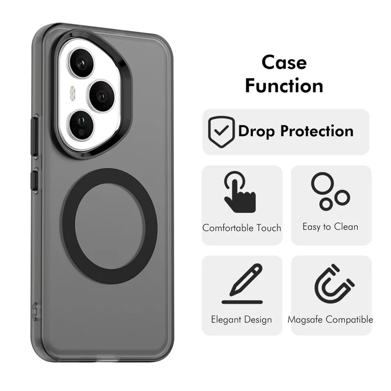 ENKAY Hat-Prince For Honor 400 Pro 5G (Global) Case with Hydrogel Film PC TPU Phone Cover Magnetic Case - Black