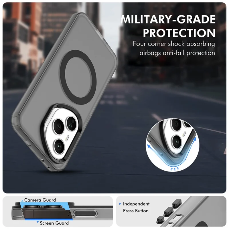 ENKAY Hat-Prince For Honor 400 Pro 5G (Global) Case with Hydrogel Film PC TPU Phone Cover Magnetic Case - Black