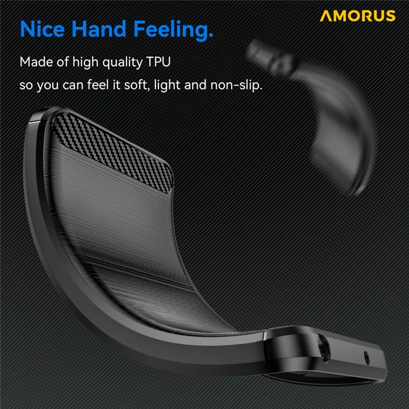 AMORUS For iPhone 14 Plus Case Carbon Fiber Texture Brushed Protective Phone Cover - Black