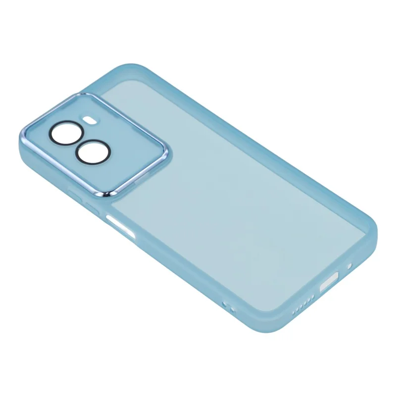 TPU-hoesje voor Xiaomi Poco M7 4G (169 mm) met geëlectrodeerde cameraframe - Transparant blauw