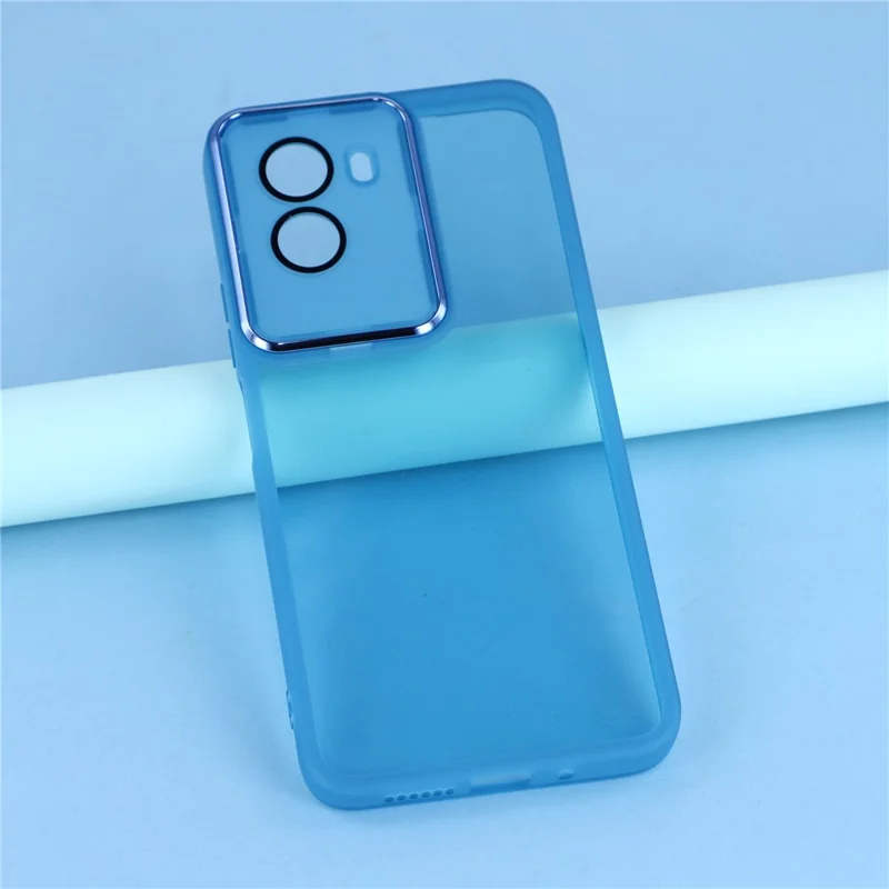 TPU-hoesje voor Xiaomi Poco M7 4G (169 mm) met geëlectrodeerde cameraframe - Transparant blauw