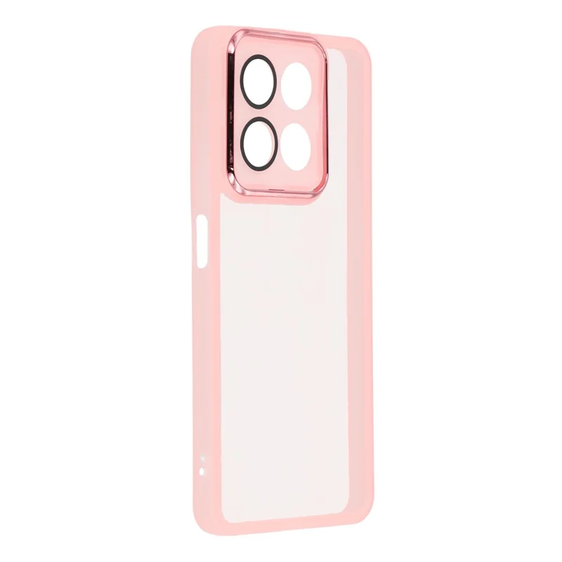 Til Honor X7d 4G / 400 Smart 5G Etui med elektropladeret kameraramme i TPU - Transparent rosa
