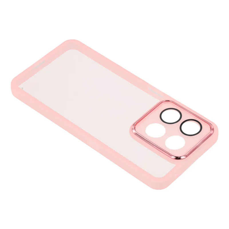Til Honor X7d 4G / 400 Smart 5G Etui med elektropladeret kameraramme i TPU - Transparent rosa