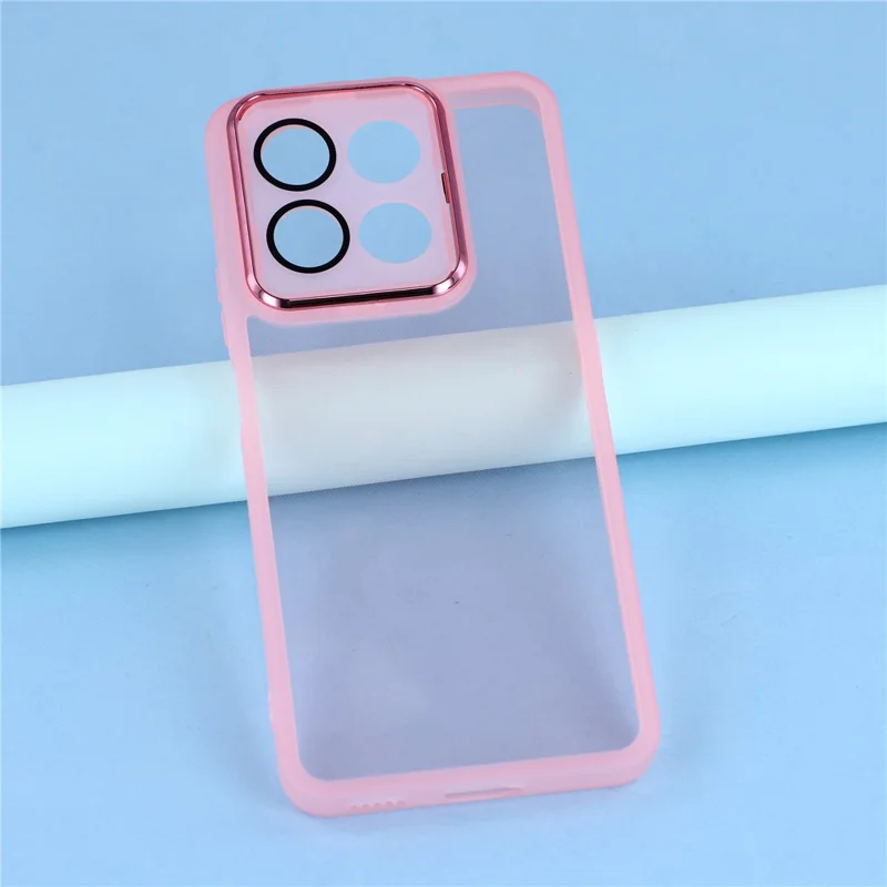 Til Honor X7d 4G / 400 Smart 5G Etui med elektropladeret kameraramme i TPU - Transparent rosa