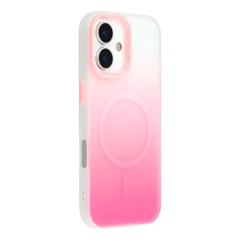 For iPhone 17 Case Compatible with MagSafe Gradient Frosted Design PC + TPU Phone Cover - Pink