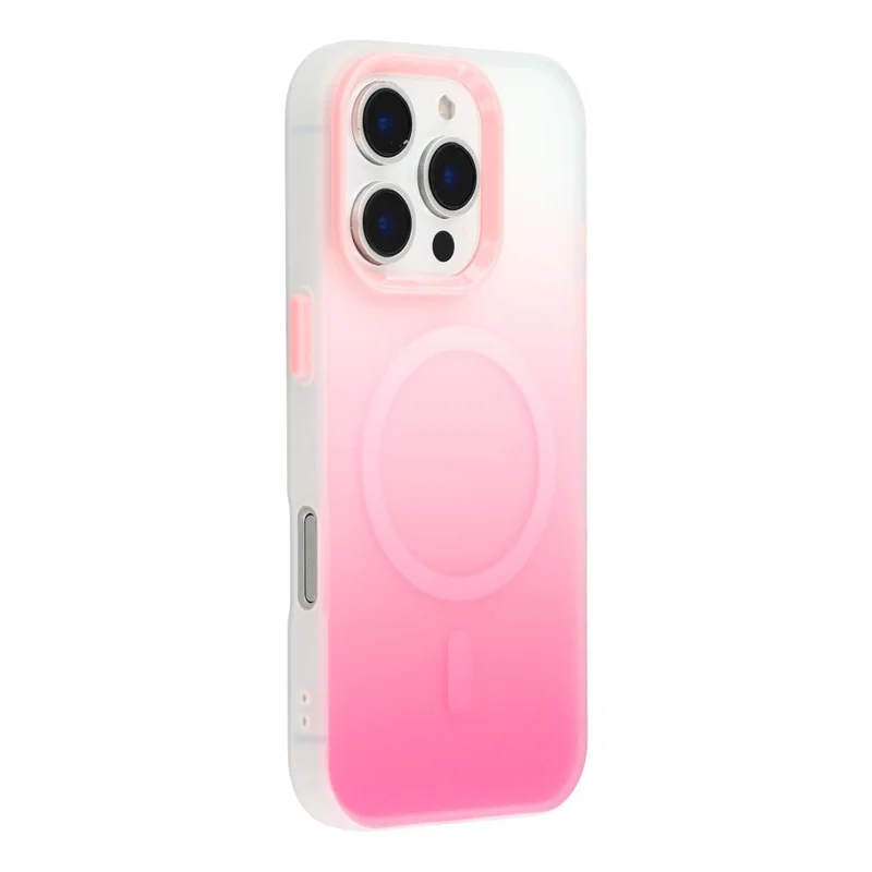 For iPhone 16 Pro Case Compatible with MagSafe Gradient Frosted Design PC + TPU Phone Cover - Pink