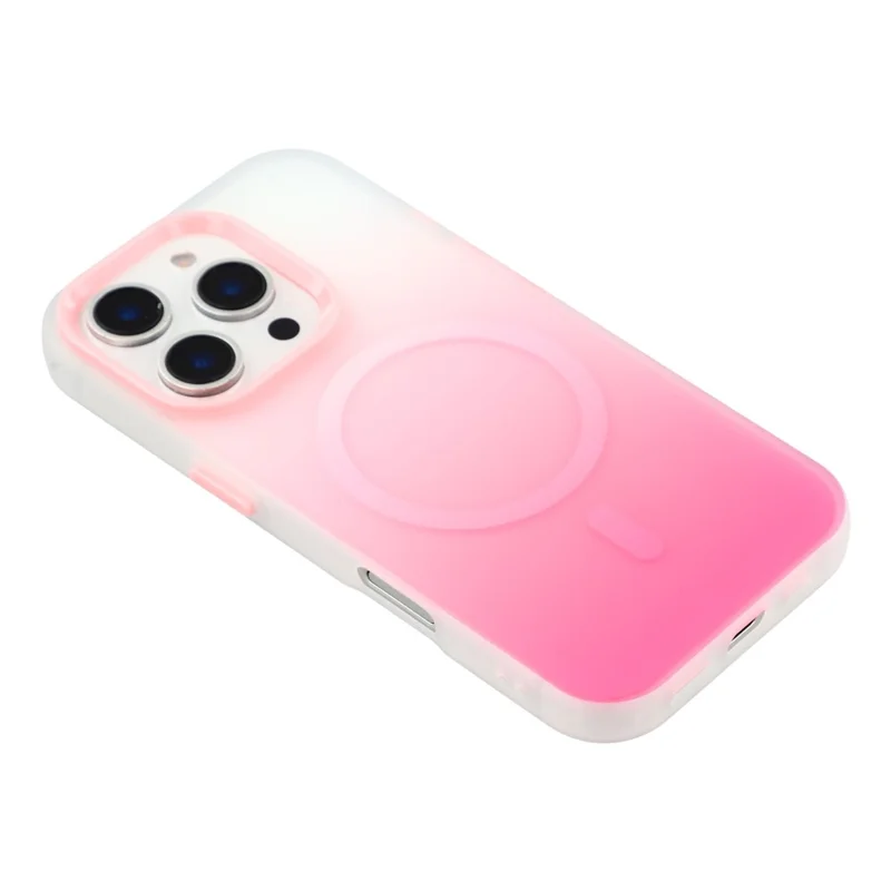 For iPhone 16 Pro Case Compatible with MagSafe Gradient Frosted Design PC + TPU Phone Cover - Pink