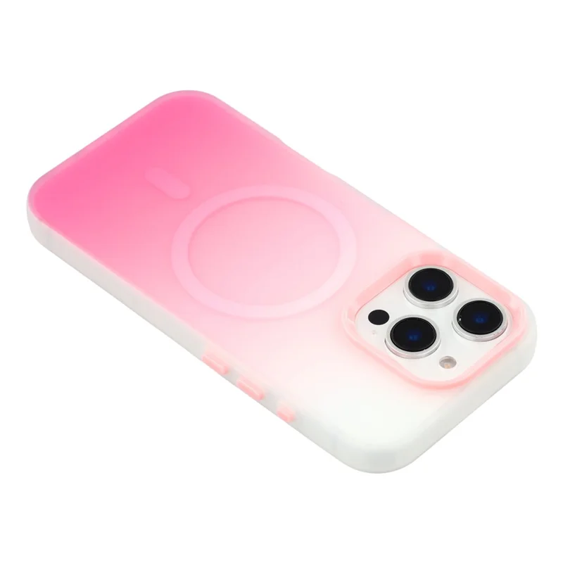 For iPhone 16 Pro Case Compatible with MagSafe Gradient Frosted Design PC + TPU Phone Cover - Pink