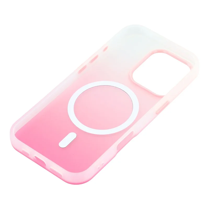 For iPhone 16 Pro Case Compatible with MagSafe Gradient Frosted Design PC + TPU Phone Cover - Pink