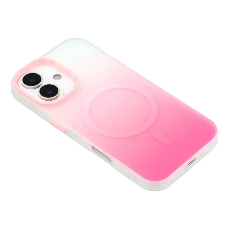 For iPhone 16 Case Compatible with MagSafe Gradient Frosted Design PC + TPU Phone Cover - Pink