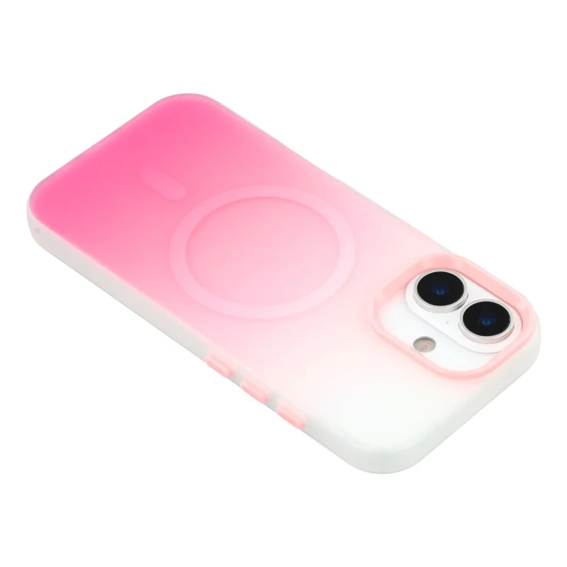 For iPhone 16 Case Compatible with MagSafe Gradient Frosted Design PC + TPU Phone Cover - Pink