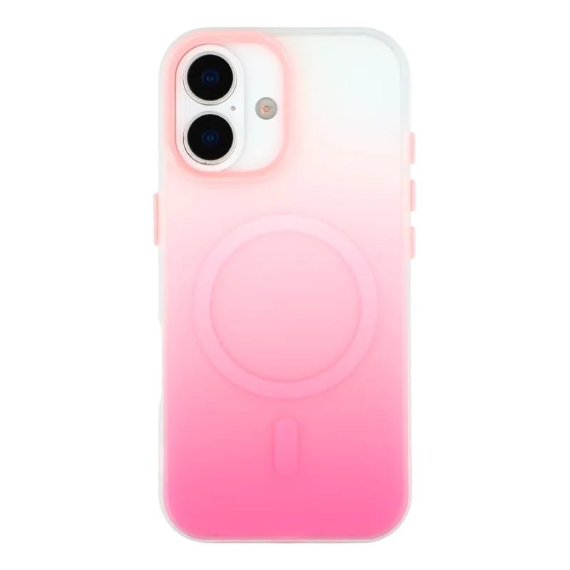 For iPhone 16 Plus Case Compatible with MagSafe Gradient Frosted Design PC + TPU Phone Cover - Pink
