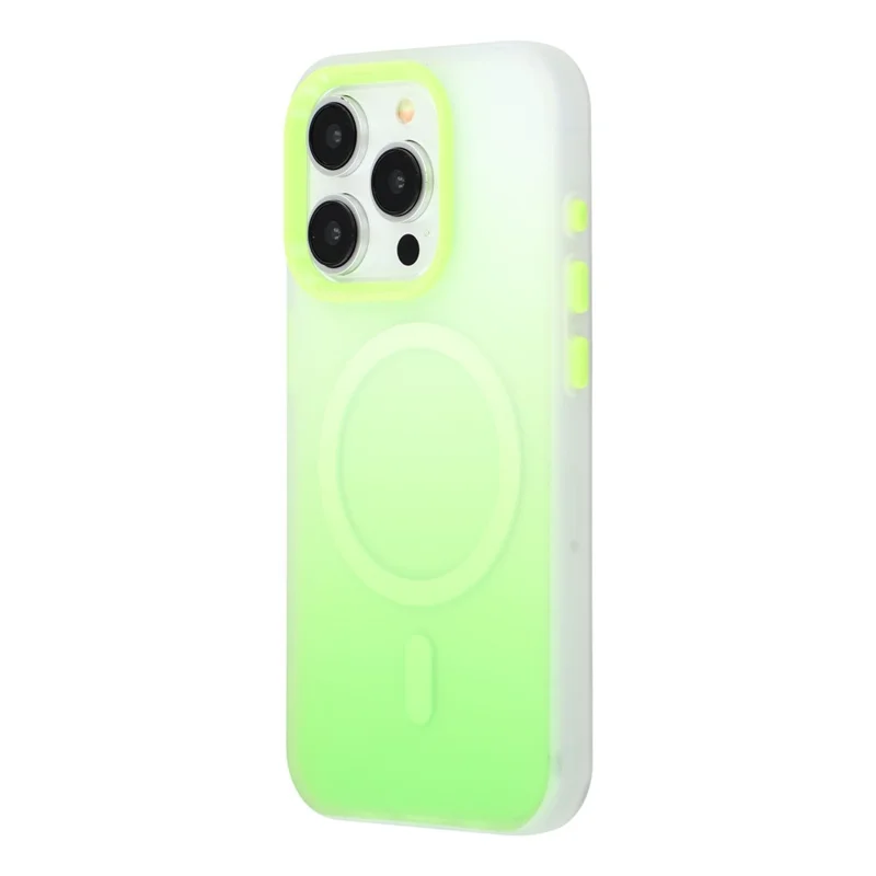 For iPhone 14 Pro Max Case Compatible with MagSafe Gradient Frosted Design PC + TPU Phone Cover - Green