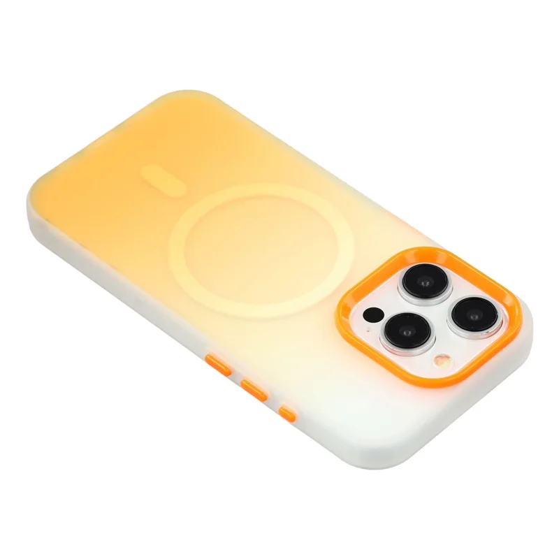 For iPhone 13 Pro Case Compatible with MagSafe Gradient Frosted Design PC + TPU Phone Cover - Orange