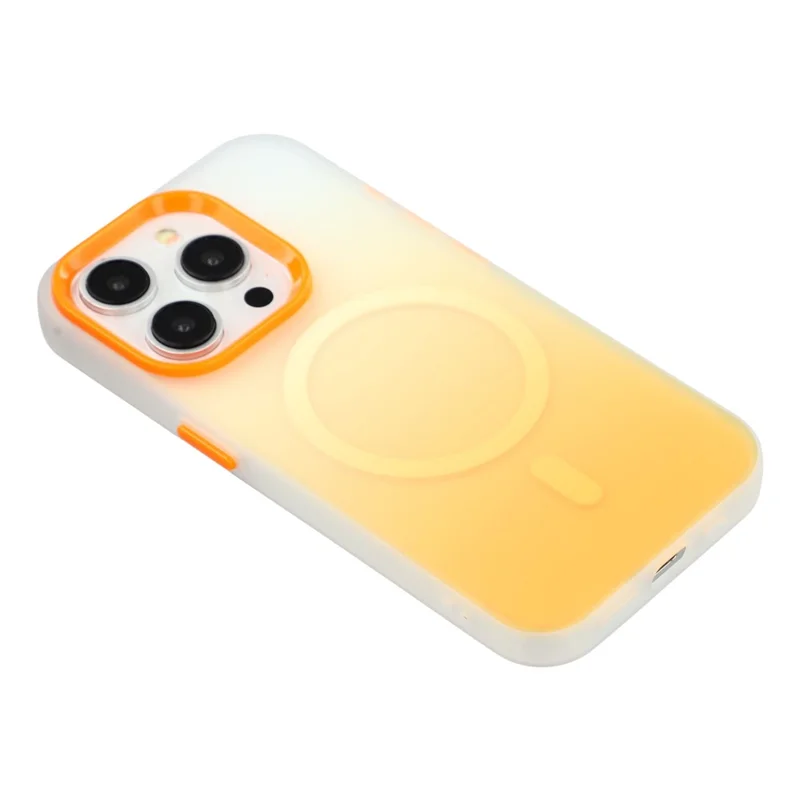 For iPhone 13 Pro Case Compatible with MagSafe Gradient Frosted Design PC + TPU Phone Cover - Orange