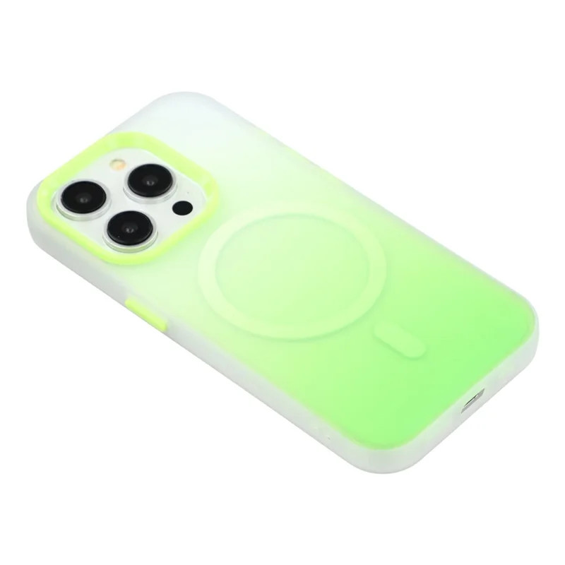 For iPhone 14 Pro Case Compatible with MagSafe Gradient Frosted Design PC + TPU Phone Cover - Green
