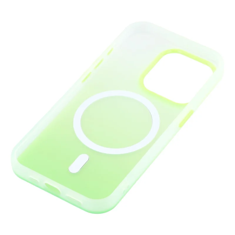 For iPhone 14 Pro Case Compatible with MagSafe Gradient Frosted Design PC + TPU Phone Cover - Green