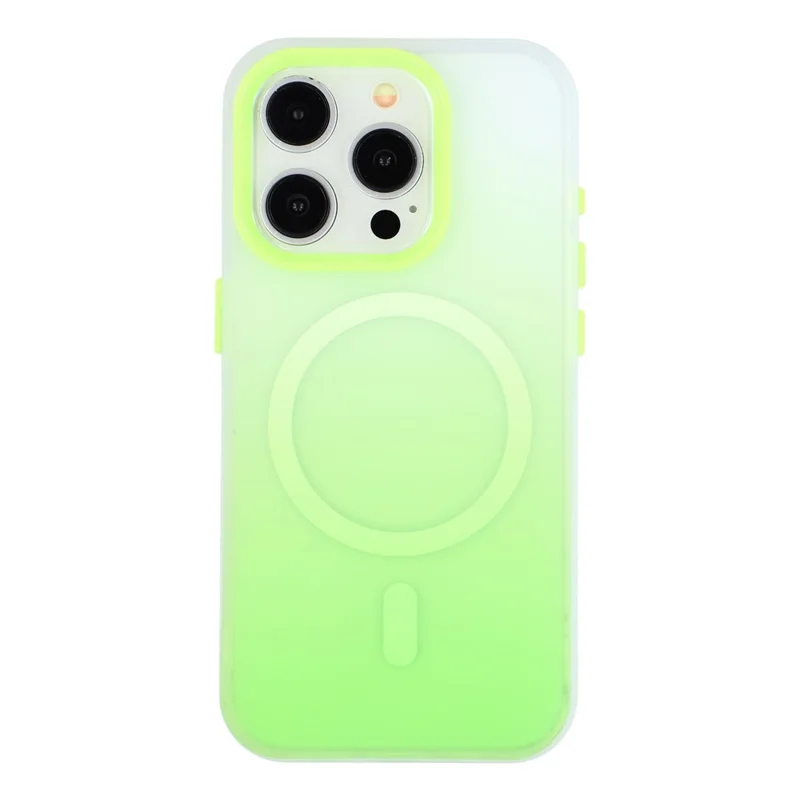 For iPhone 15 Pro Case Compatible with MagSafe Gradient Frosted Design PC + TPU Phone Cover - Green