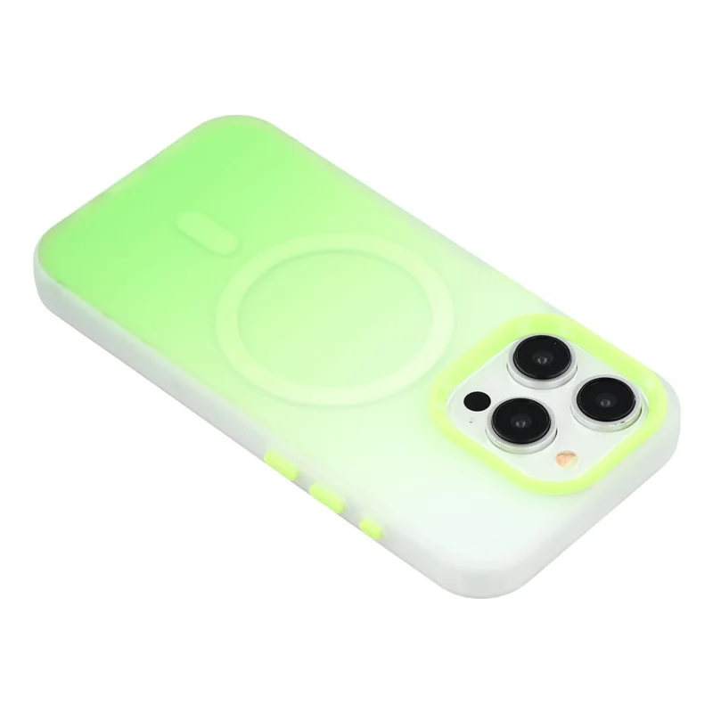 For iPhone 15 Pro Case Compatible with MagSafe Gradient Frosted Design PC + TPU Phone Cover - Green