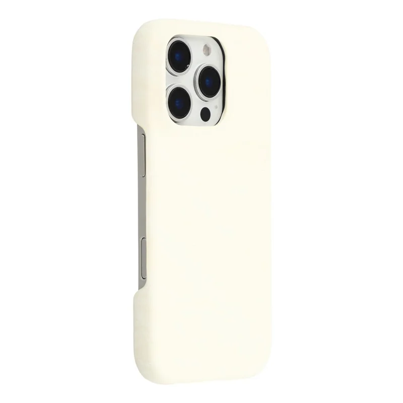 For iPhone 16 Pro Case Velvet Texture Leather + PC Phone Back Cover - White