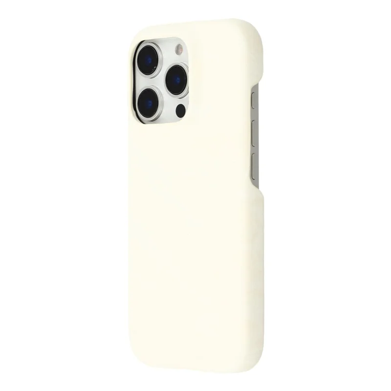 For iPhone 16 Pro Case Velvet Texture Leather + PC Phone Back Cover - White