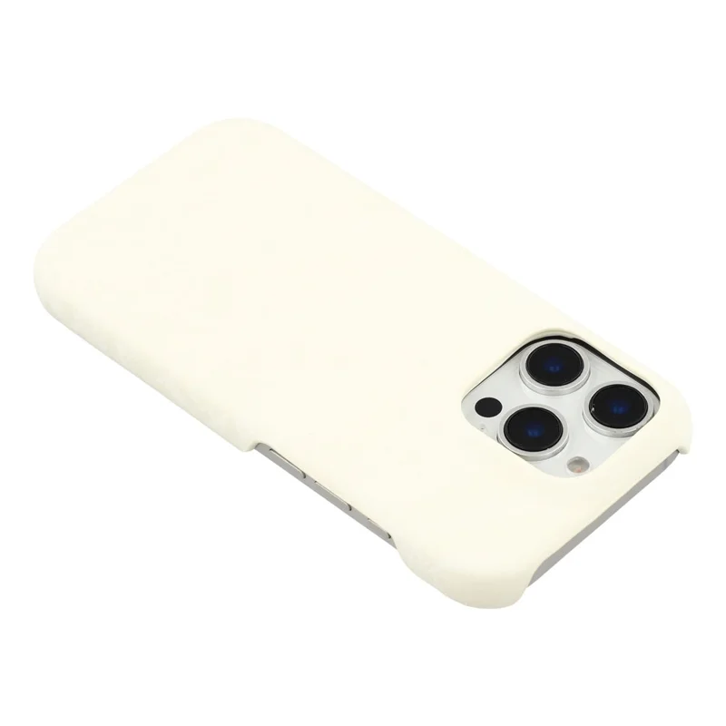 For iPhone 16 Pro Case Velvet Texture Leather + PC Phone Back Cover - White