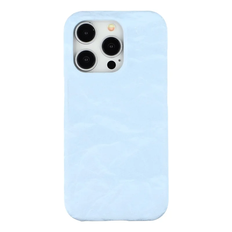 For iPhone 14 Pro Max Case Velvet Texture Leather + PC Phone Back Cover - Blue