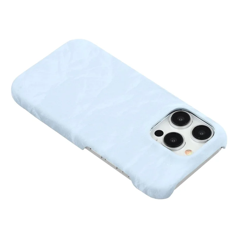 For iPhone 13 Pro Max Case Velvet Texture Leather + PC Phone Back Cover - Blue