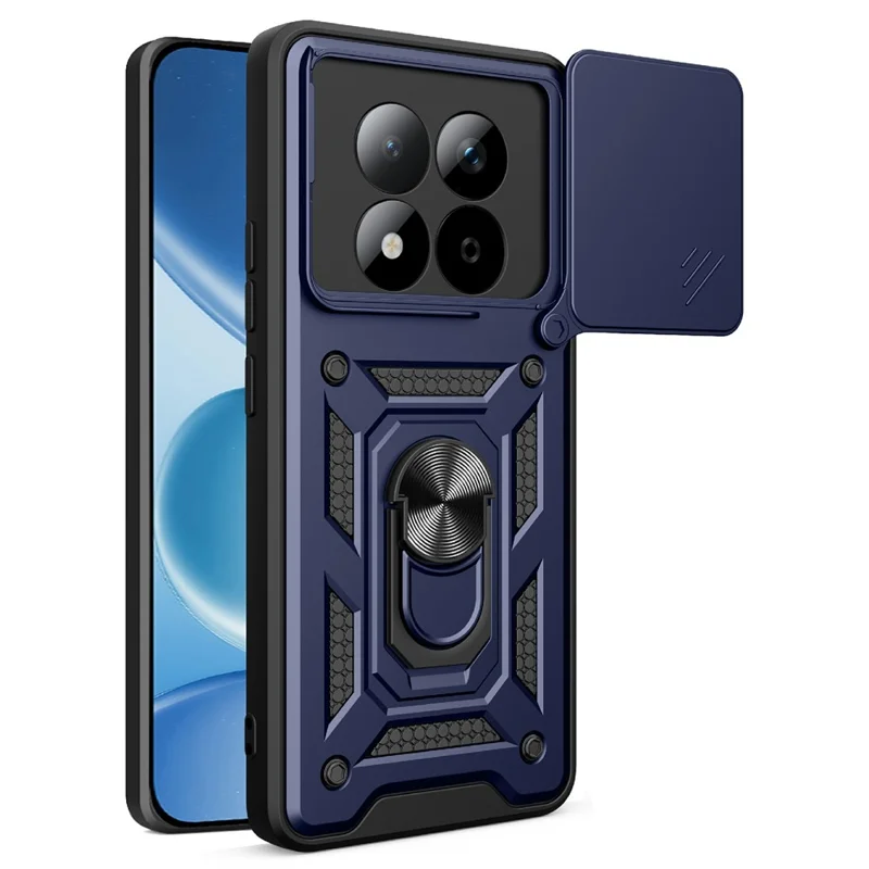 Obudowa do Xiaomi Redmi Note 15 Pro 5G z przesuwaną pokrywą aparatu, PC + TPU, etui z podstawką - niebieski