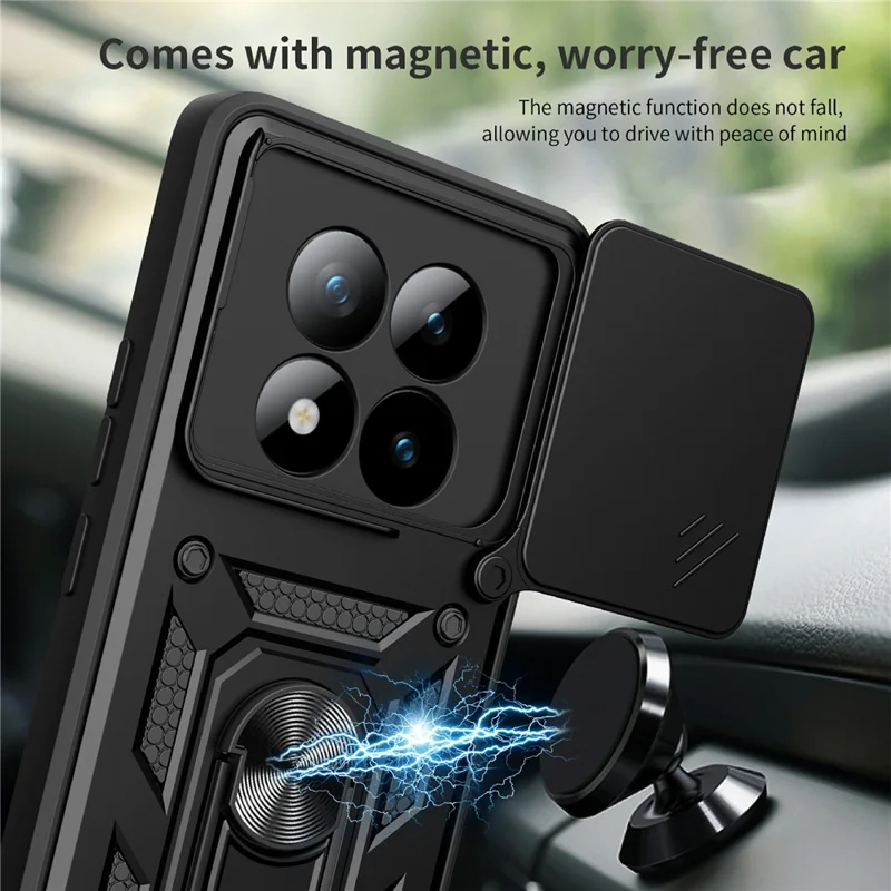 Fodral för Xiaomi Redmi Note 15 Pro+ 5G med skjutbar kamerlock PC + TPU ställfodral för mobiltelefon - Blå