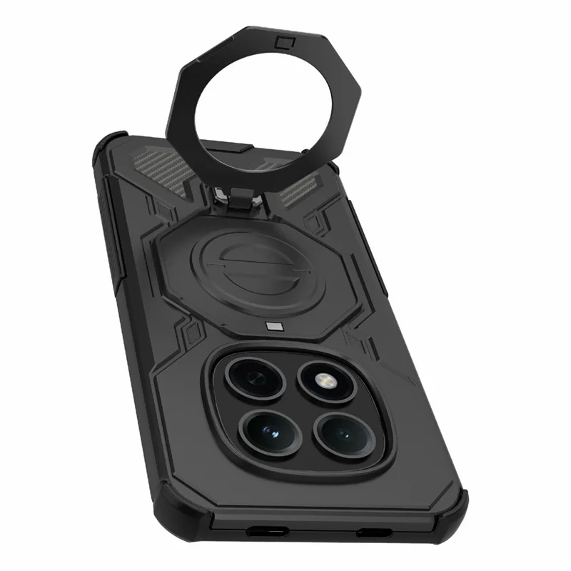 For Xiaomi Redmi Note 15 Pro 5G (Global) Magnetic Case Rotating Metal Kickstand Shockproof PC + TPU Phone Back Cover - Black