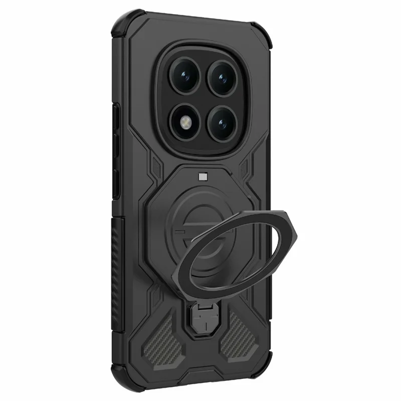 For Xiaomi Poco M8 Pro 5G / Redmi Note 15 Pro+ 5G (Global) Magnetic Case Rotating Metal Kickstand Shockproof PC + TPU Phone Back Cover - Black