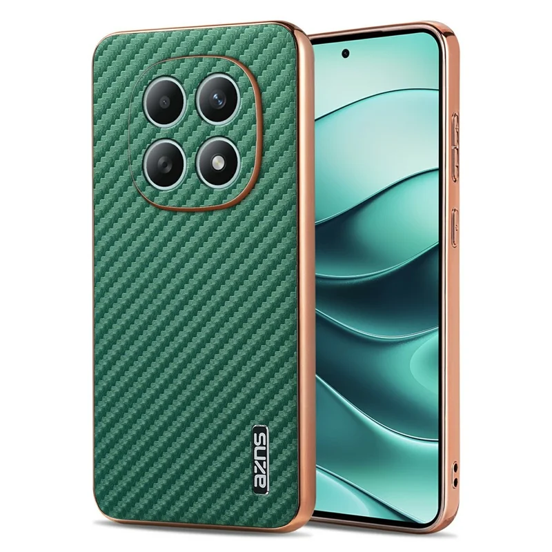 AZNS For Xiaomi Redmi Note 15 5G (Global) Case Electroplating Carbon Fiber Texture PU + TPU Phone Cover - Green