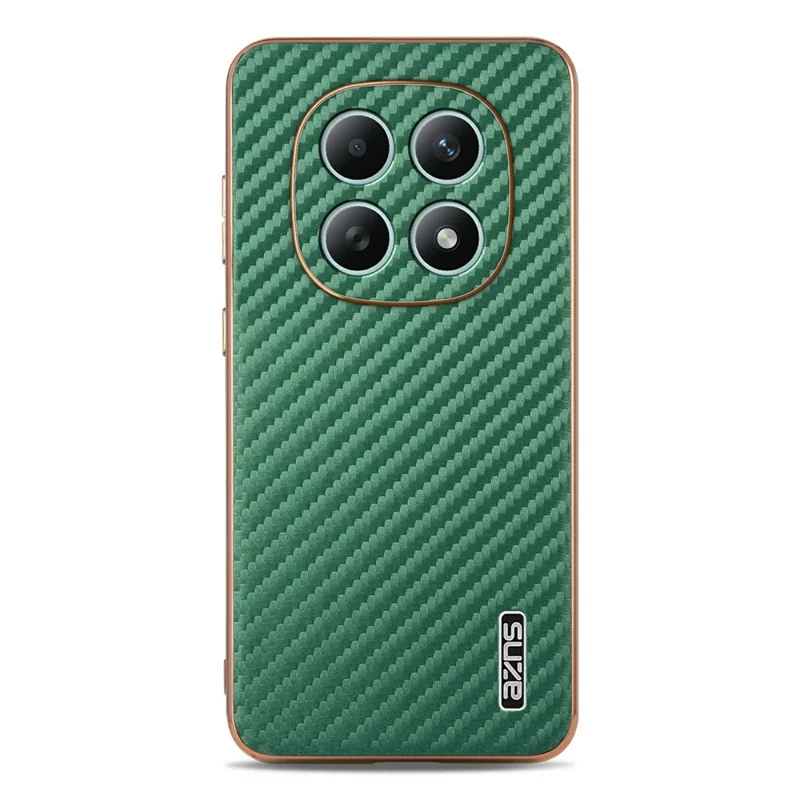 AZNS For Xiaomi Redmi Note 15 5G (Global) Case Electroplating Carbon Fiber Texture PU + TPU Phone Cover - Green