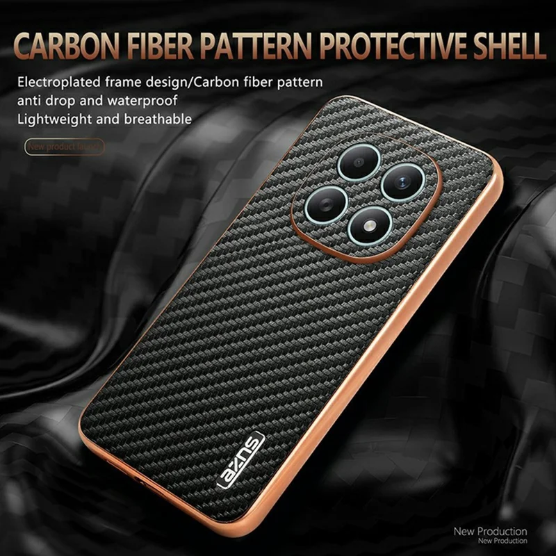 AZNS For Xiaomi Redmi Note 15 5G (Global) Case Electroplating Carbon Fiber Texture PU + TPU Phone Cover - Green