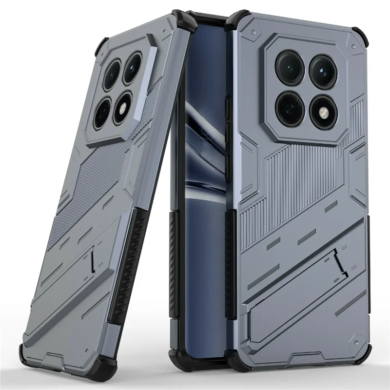 For Xiaomi Redmi Note 15 5G (Global) Case PC + TPU Shockproof Phone Cover with Kickstand - Grey