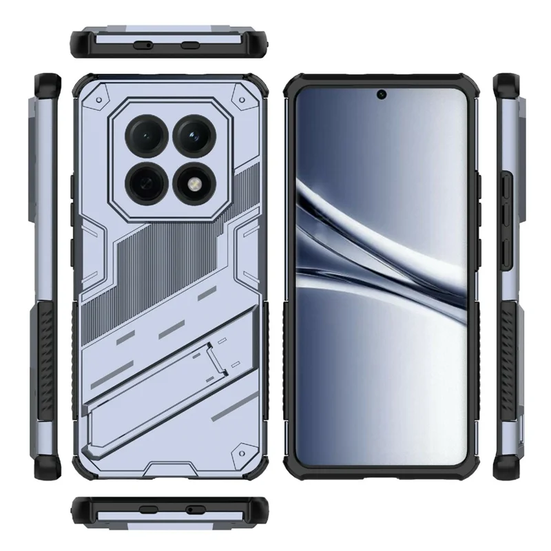 For Xiaomi Redmi Note 15 5G (Global) Case PC + TPU Shockproof Phone Cover with Kickstand - Grey