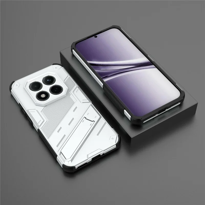 For Xiaomi Redmi Note 15 Pro 5G (Global) Case PC + TPU Shockproof Phone Cover with Kickstand - White
