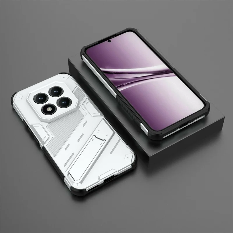 For Xiaomi Redmi Note 15 Pro+ 5G (Global) Case PC + TPU Shockproof Phone Cover with Kickstand - White