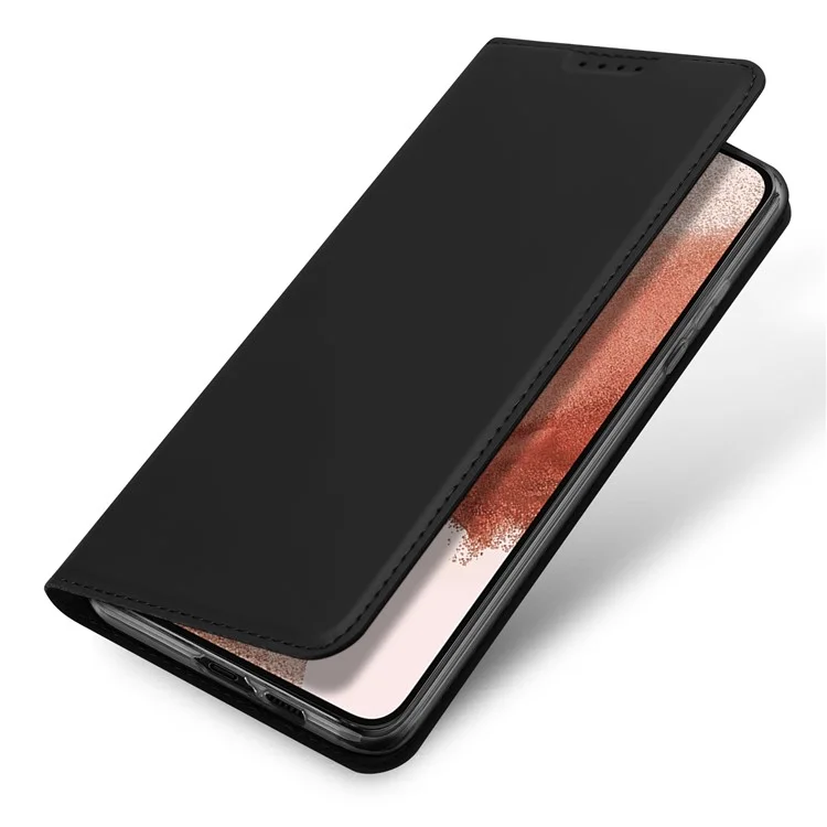 DUX DUCIS Skin Pro Series for Samsung Galaxy S23 PU Leather Card Holder Case Anti-scratch Foldable Stand Phone Cover - Black