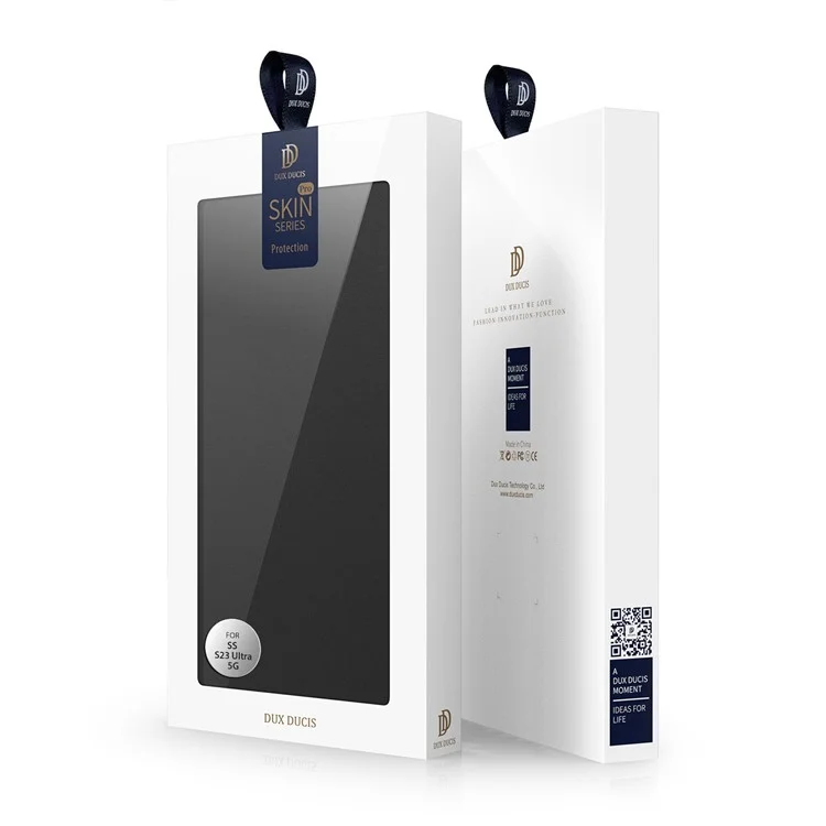 DUX DUCIS Skin Pro Series pour Samsung Galaxy S23 Ultra Porte-Cartes Étui Folio en Cuir PU avec Rabat et Support - Noir