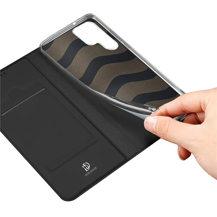 DUX DUCIS Skin Pro Series pour Samsung Galaxy S23 Ultra Porte-Cartes Étui Folio en Cuir PU avec Rabat et Support - Noir