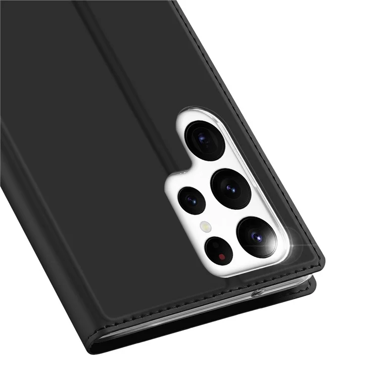 DUX DUCIS Skin Pro Series pour Samsung Galaxy S23 Ultra Porte-Cartes Étui Folio en Cuir PU avec Rabat et Support - Noir